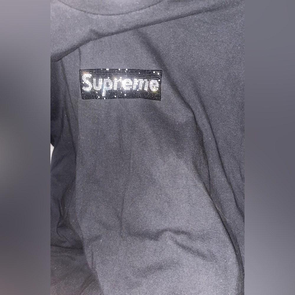 Black Swarovski supreme tee